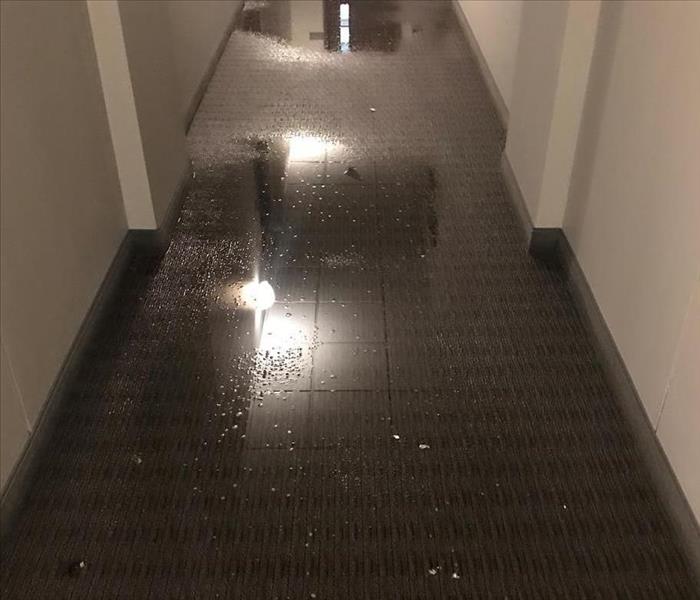 Water damage in an insurance office.  
